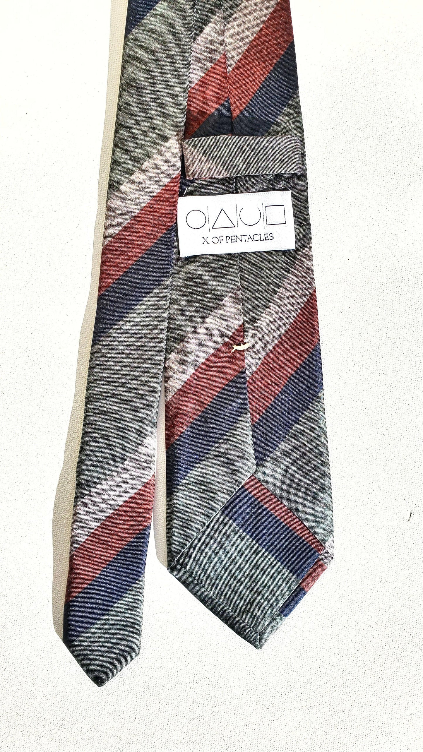 Striped Green Silk Tie - X Of Pentacles