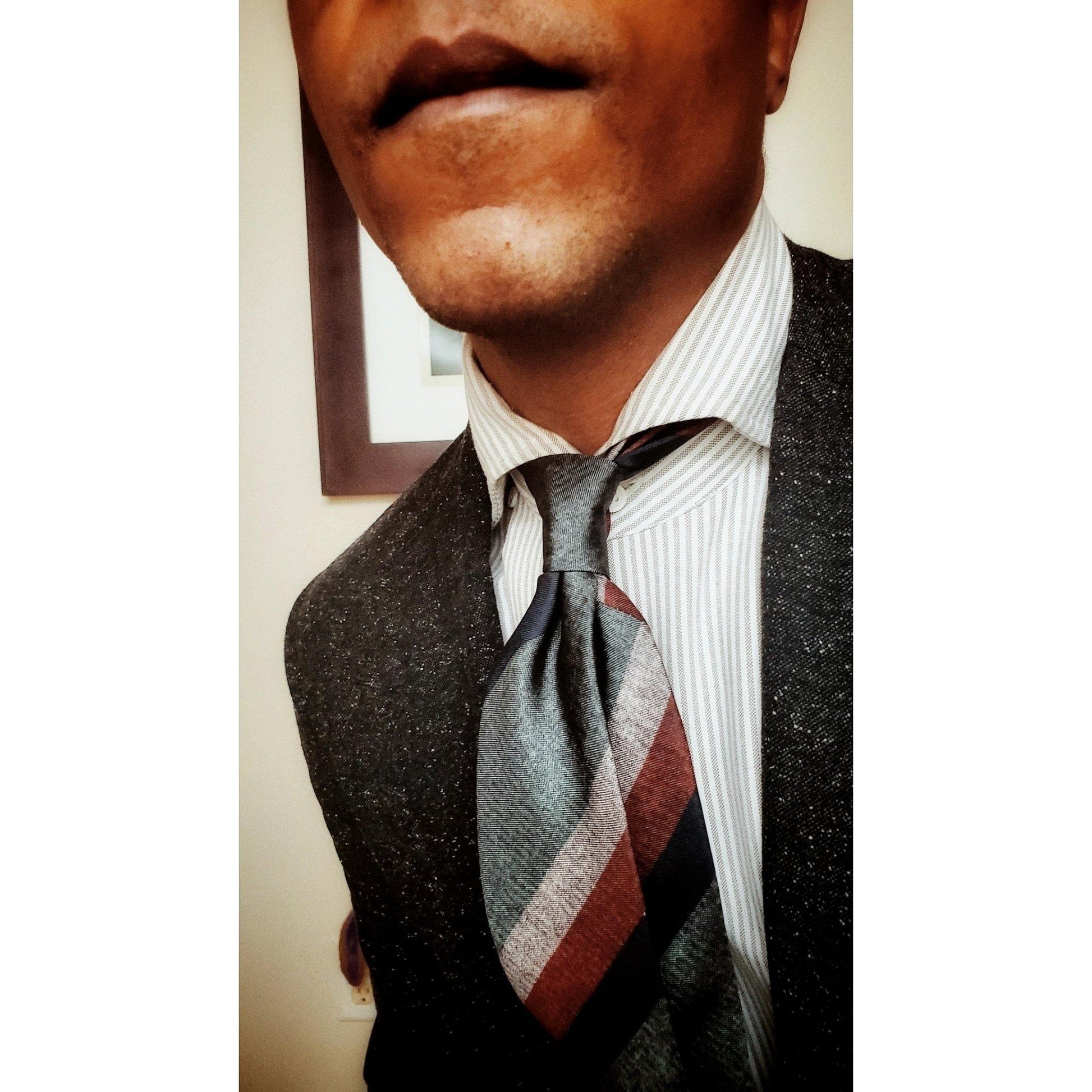 Striped Green Silk Tie - X Of Pentacles