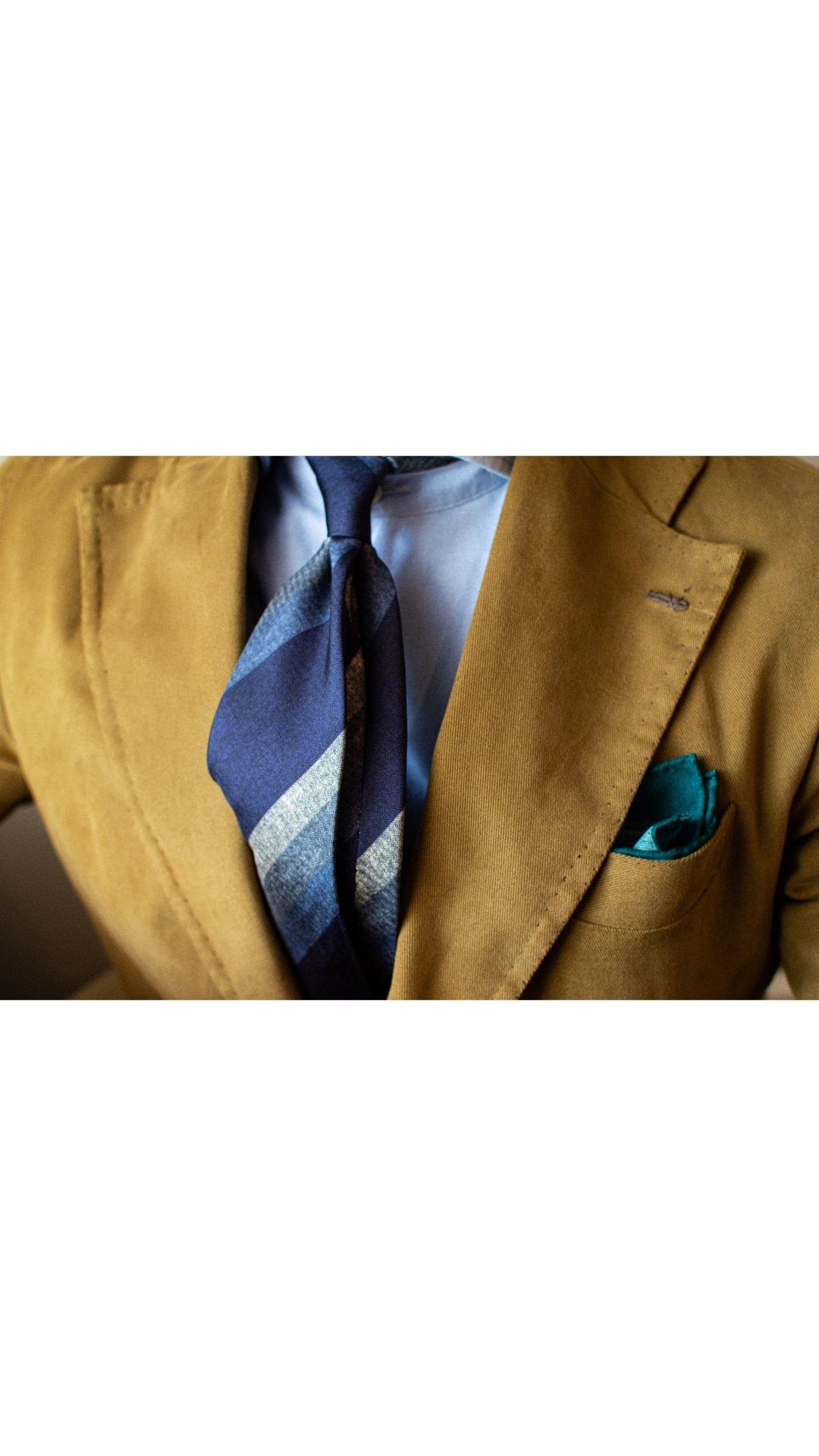 Comic Print Stripe italian Silk twill Tie Midnight Blue - X Of Pentacles