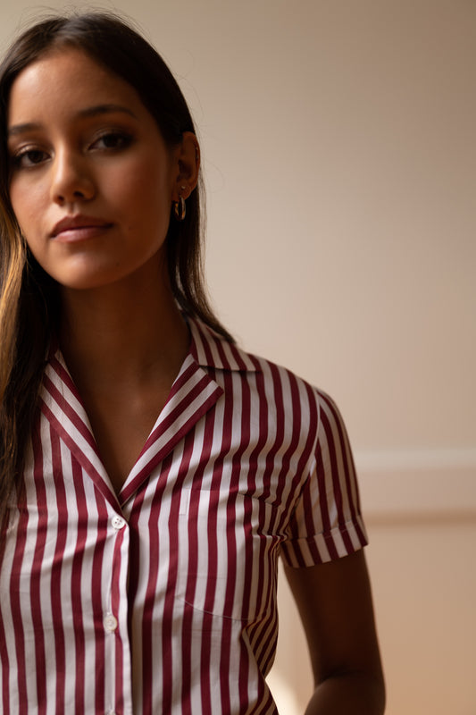 Womens Cotton Poplin Striped Shirt