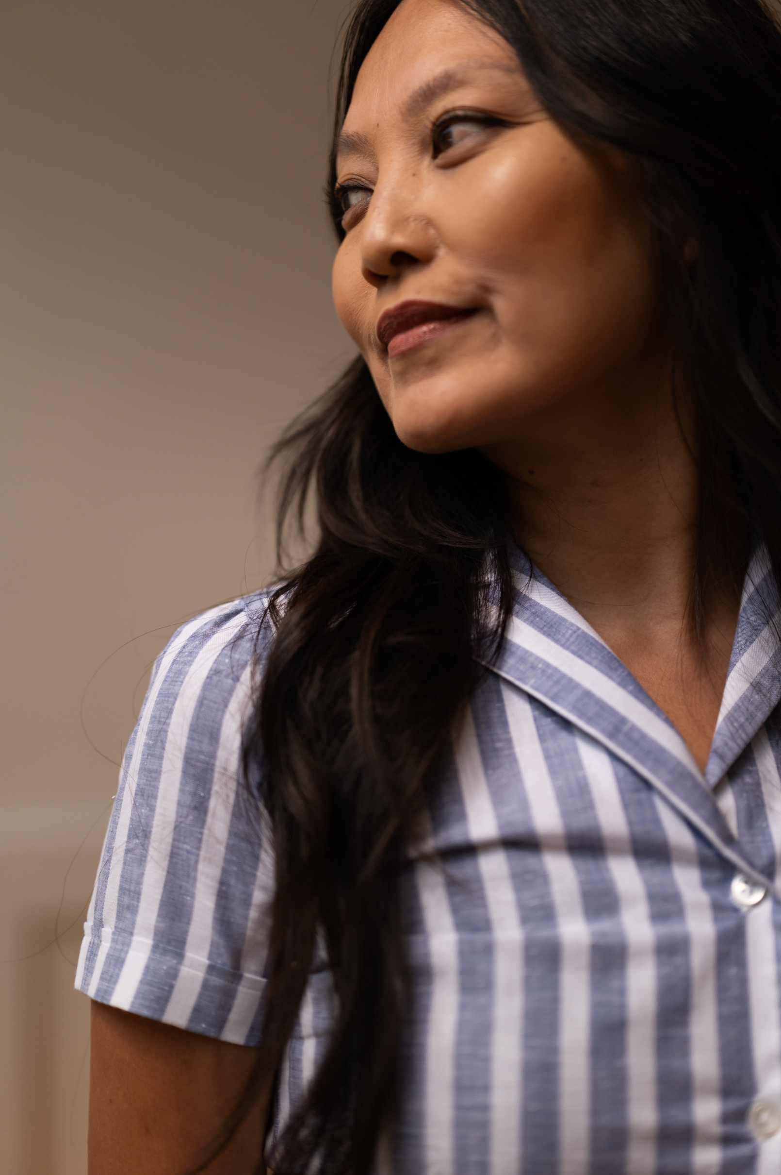 Womens Cotton Poplin Striped Shirt