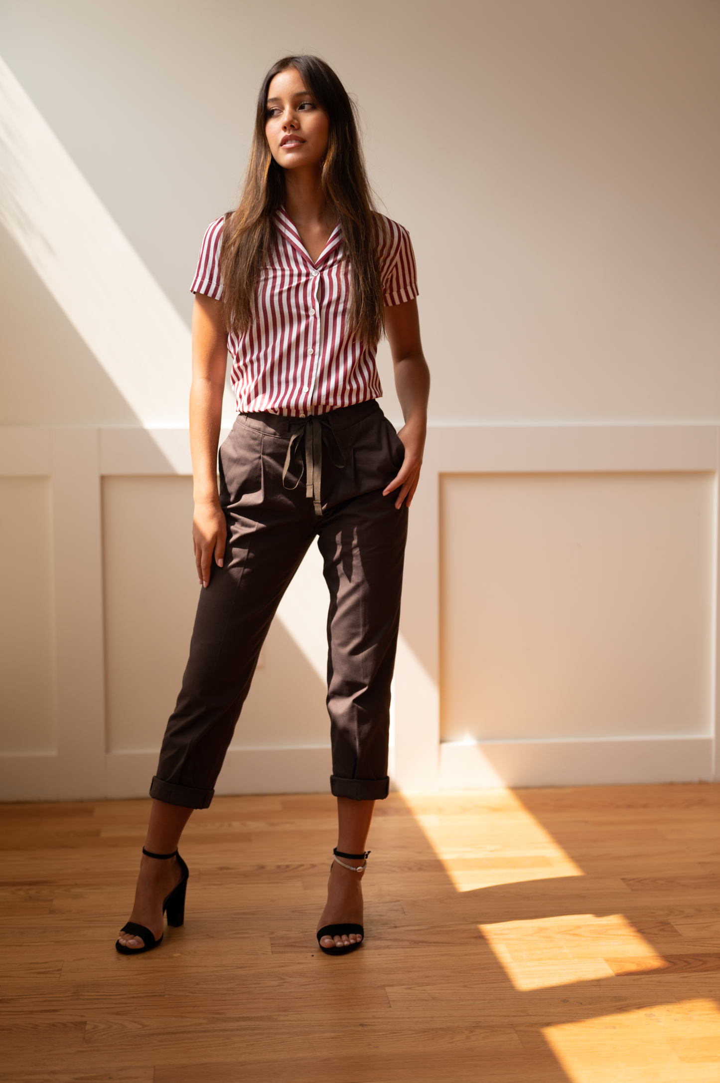 Womens Cotton Poplin Striped Shirt