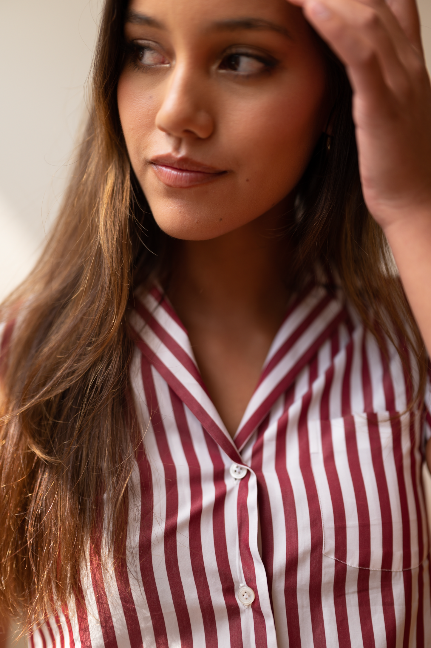 Womens Cotton Poplin Striped Shirt
