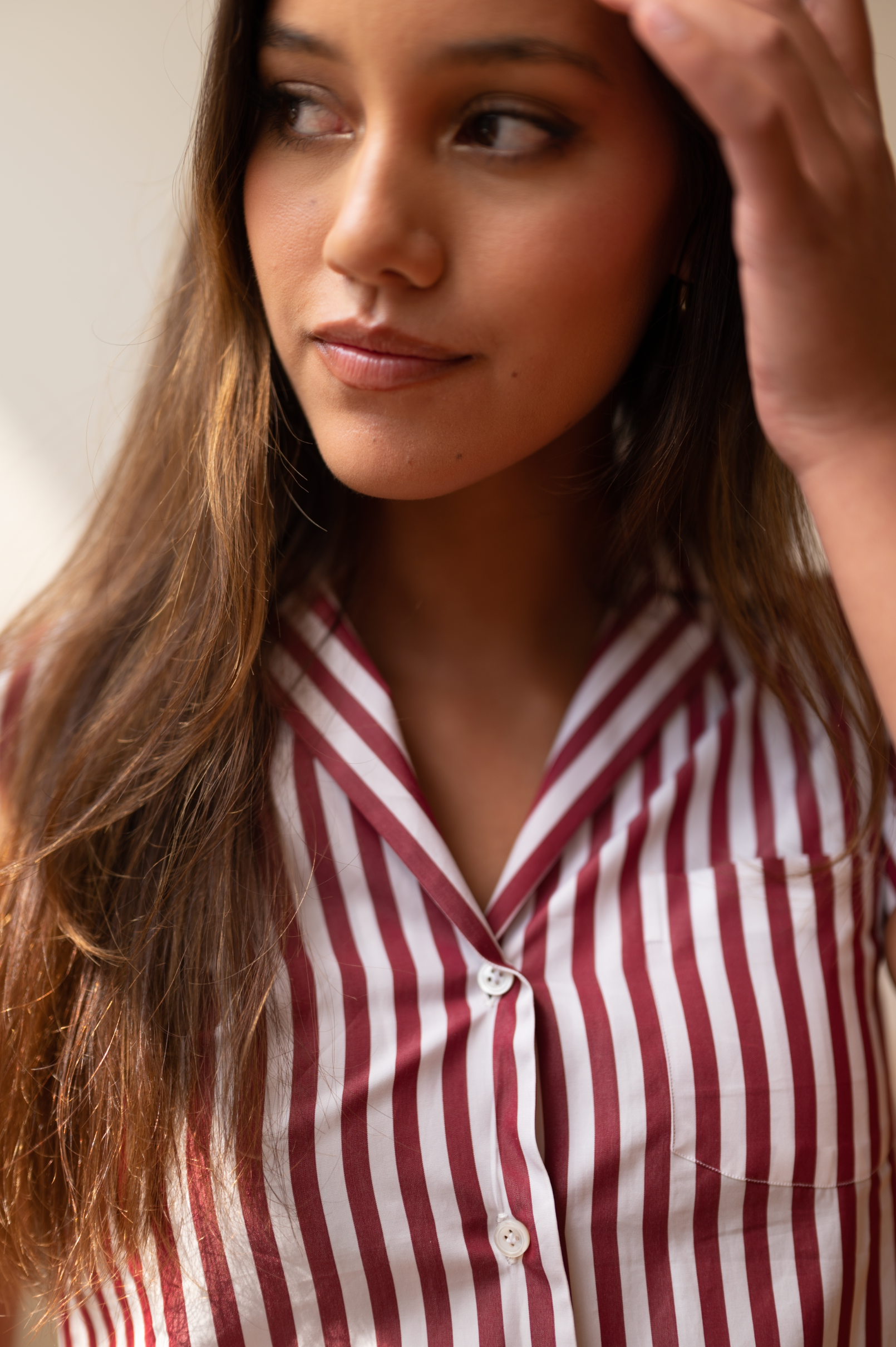 Womens Cotton Poplin Striped Shirt
