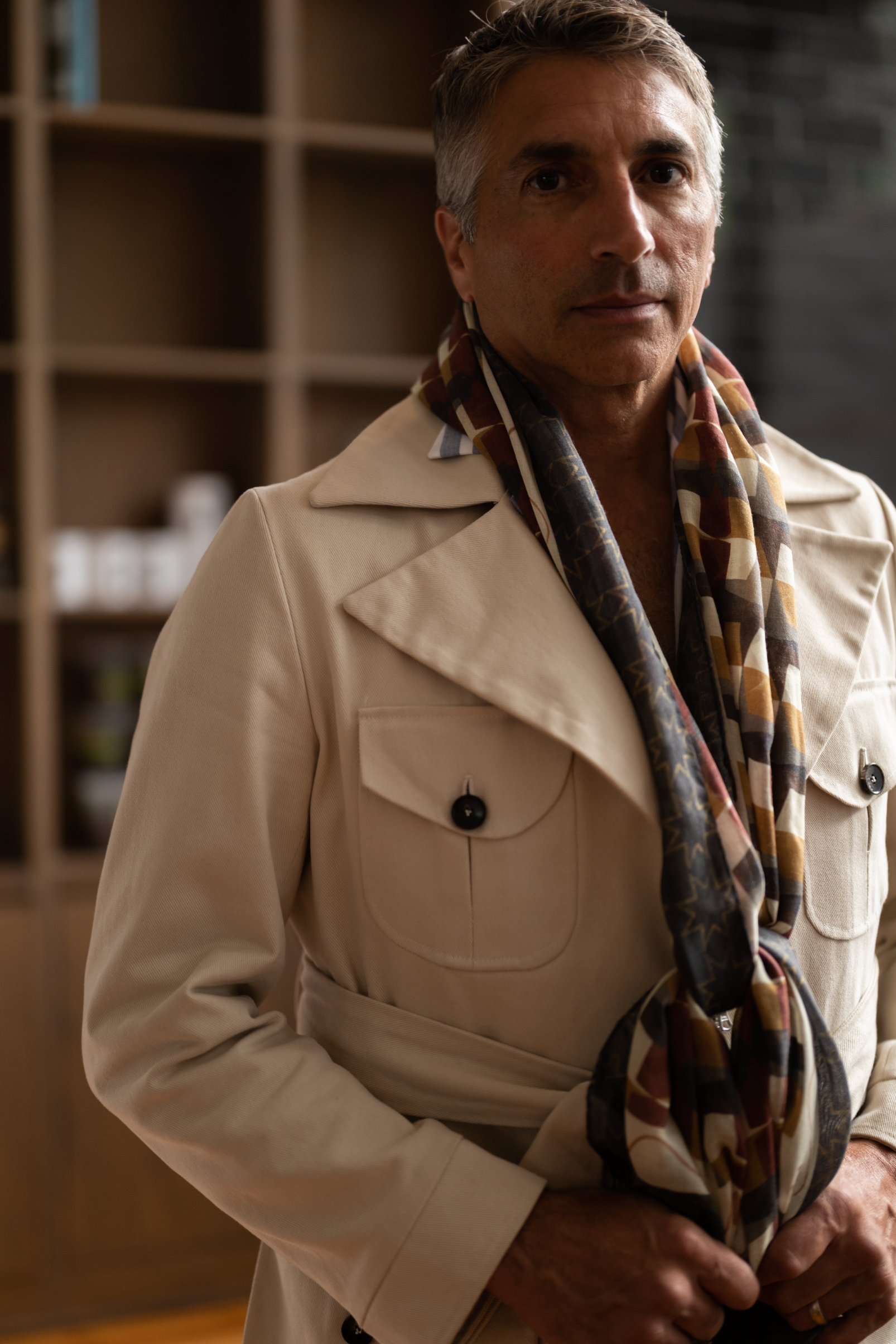 Tailored Cotton Twill Safari Jacket