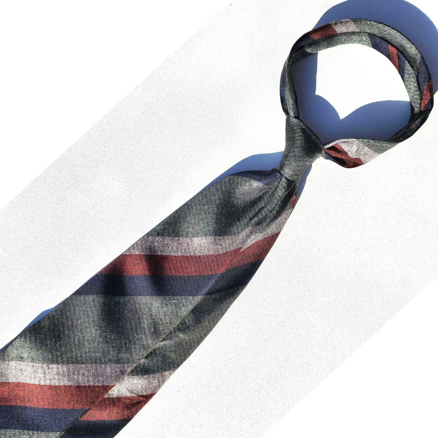 Striped Green Silk Tie - X Of Pentacles