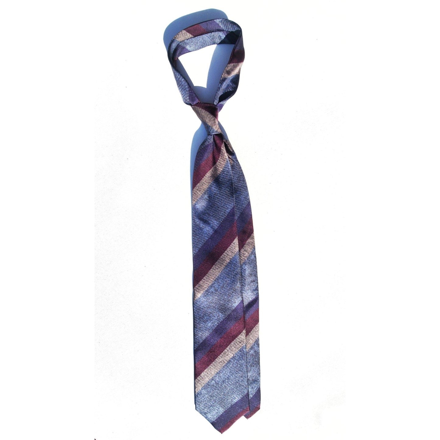 Comic Print Stripe Silk Tie - Slate Blue - X Of Pentacles