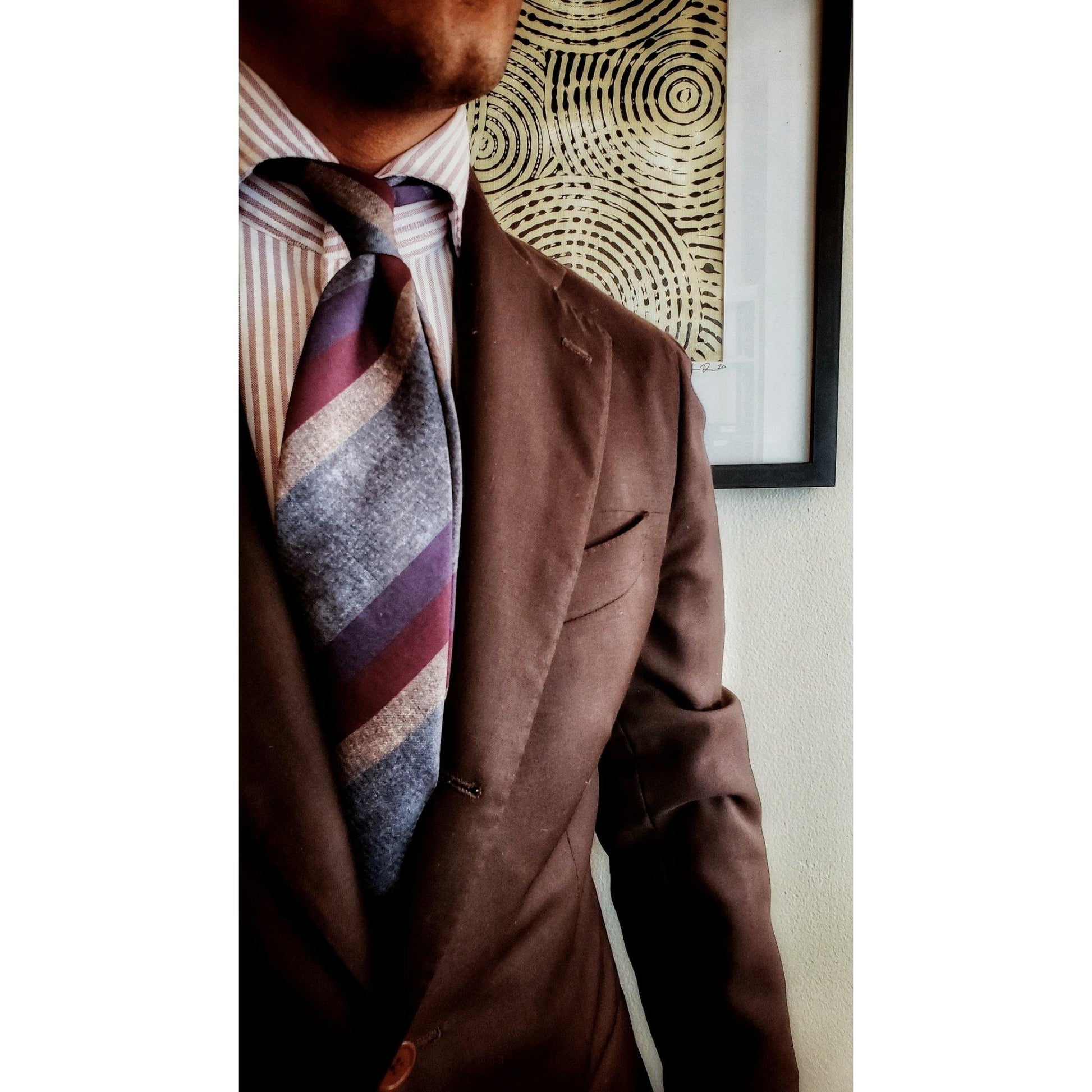 Man Wearing Print Silk Tie - Made in Italy - X Of Pentacles