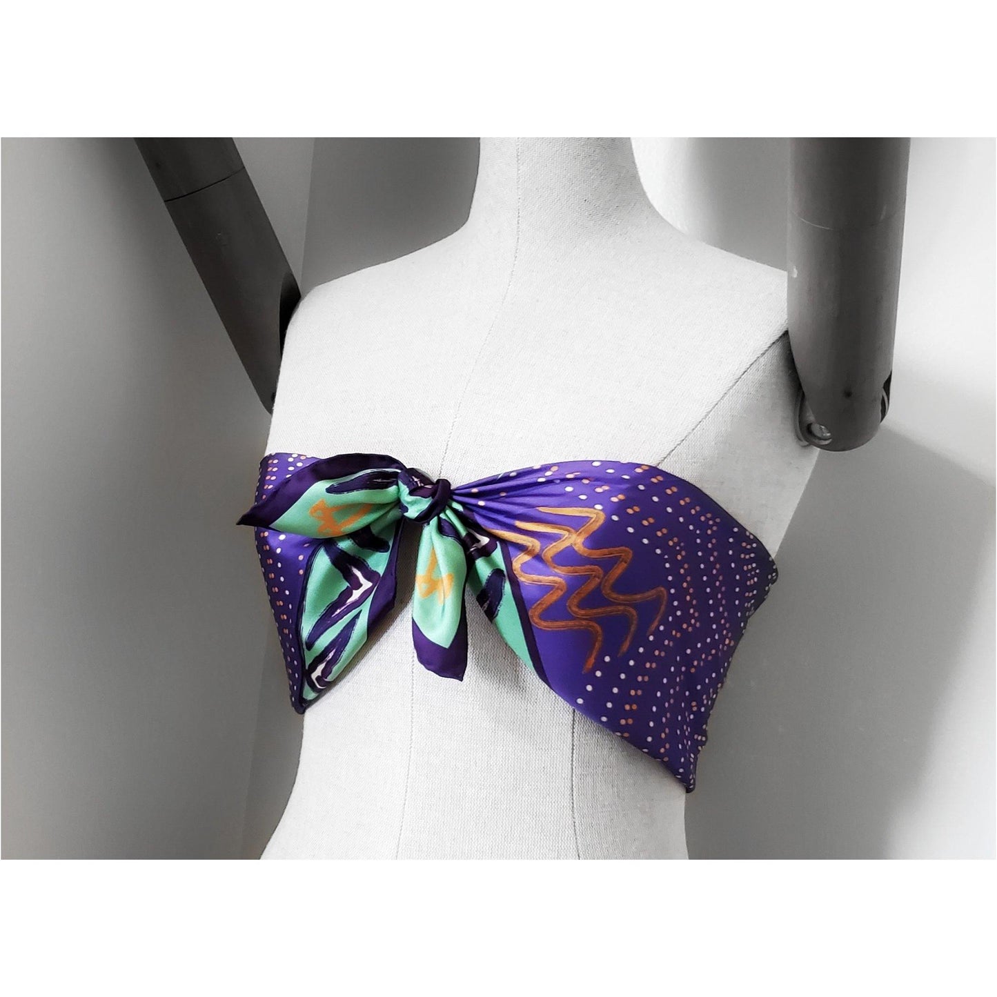 Wearing Aborigine Art - Silk Bandana Square Scarf - X Of Pentacles