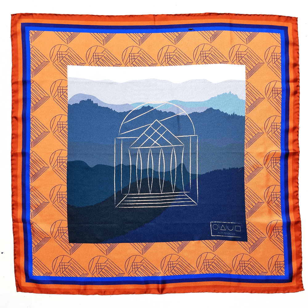 Silk Bandana Shawl - Copper Orange - X Of Pentacles