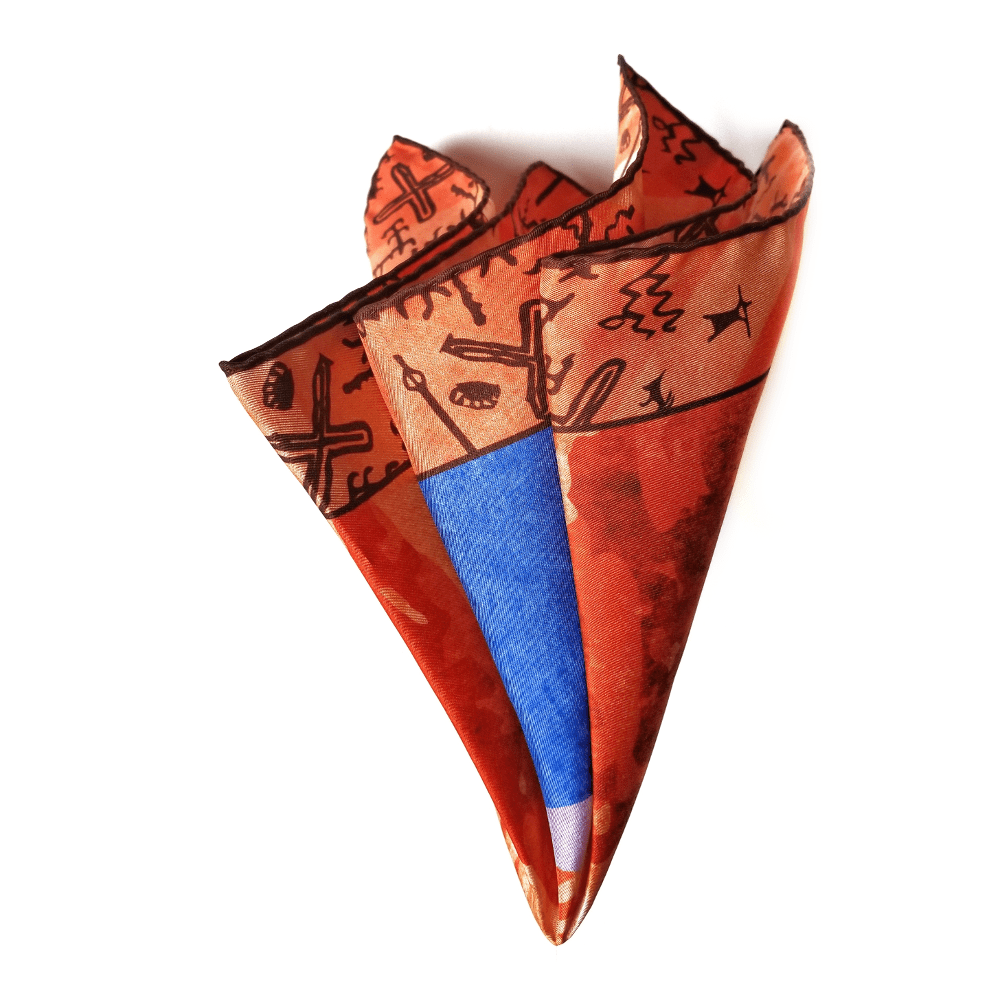 Valley Of Fire Silk Orange Neckerchief - X Of Pentacles