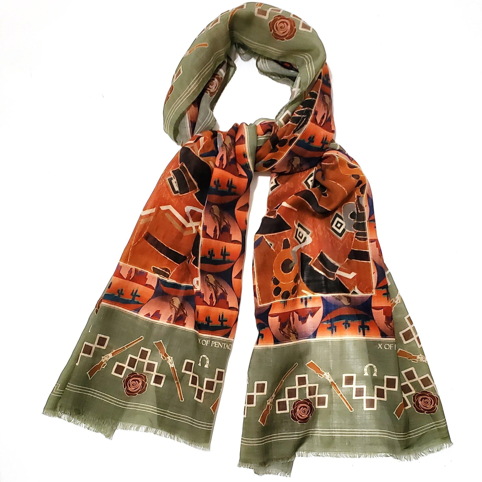 Outlaw Cowboy Print Scarves - Made in Italy - X Of Pentacles