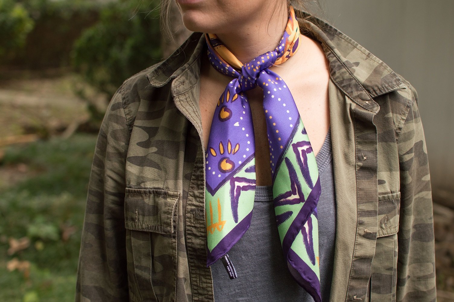How to Wear Aborigine Art - Silk Bandana Square Scarf - X Of Pentacles
