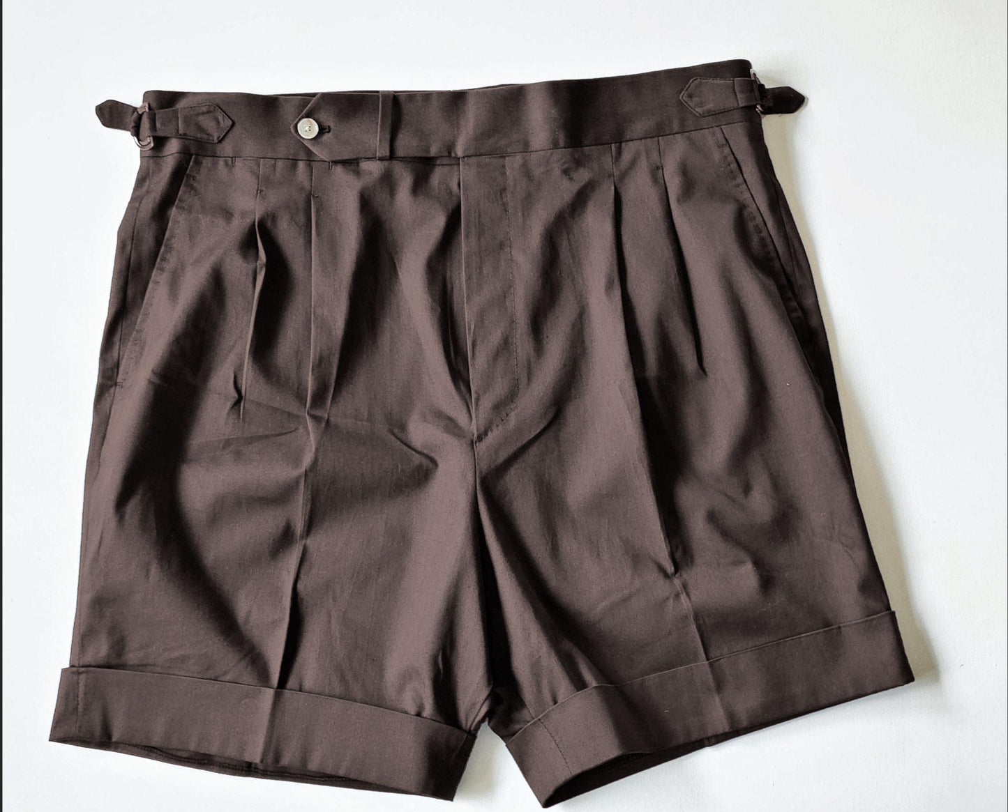 High Waisted Cotton Twill Shorts