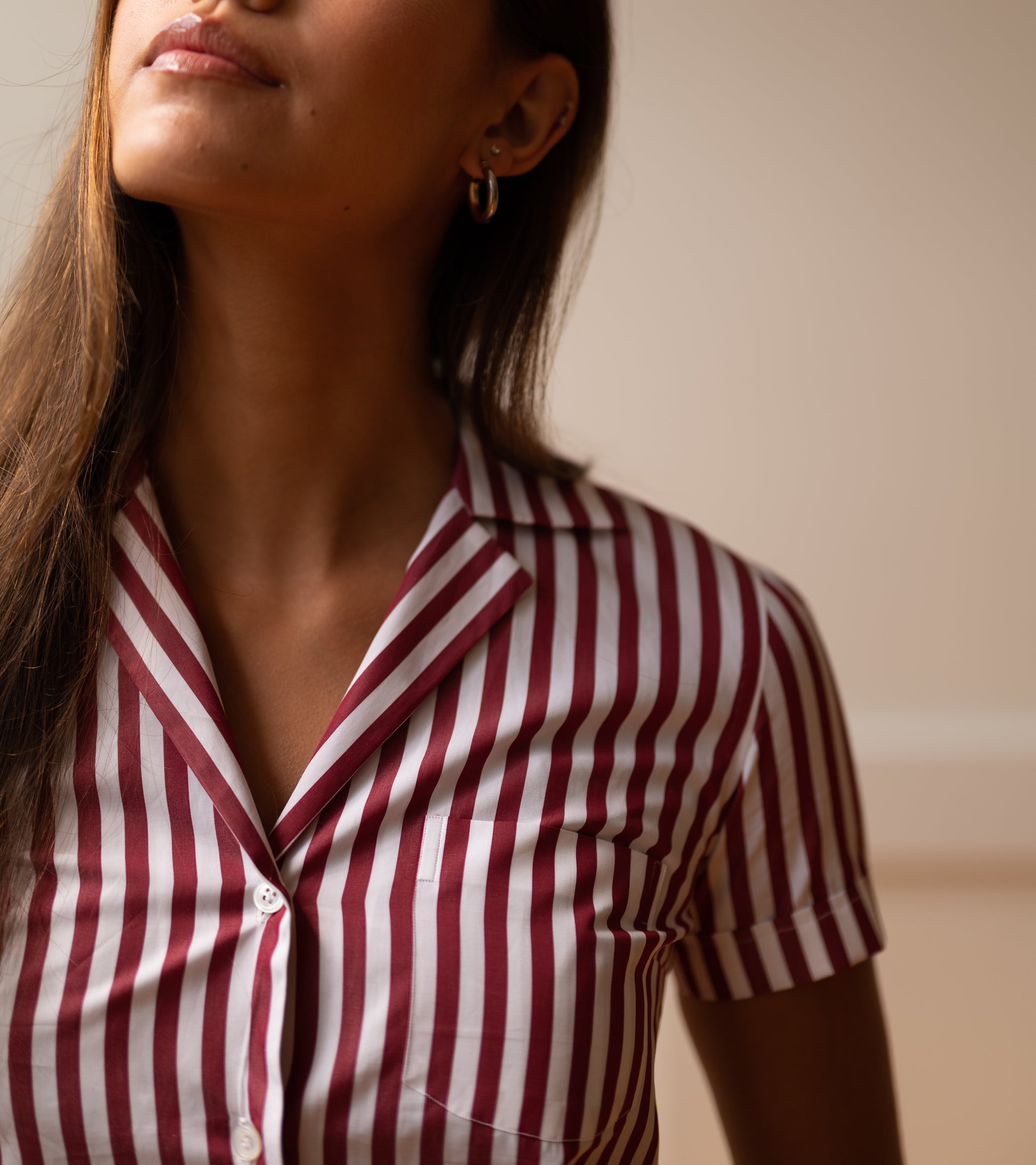 Womens Cotton Poplin Striped Shirt