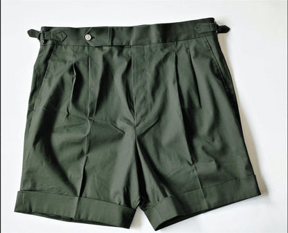 High Waisted Cotton Twill Shorts