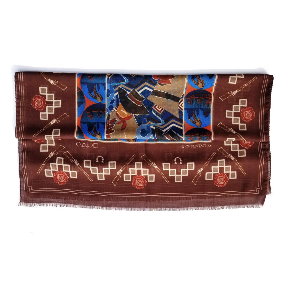 Western Navajo Print - Square Silk Scarf - X Of Pentacles