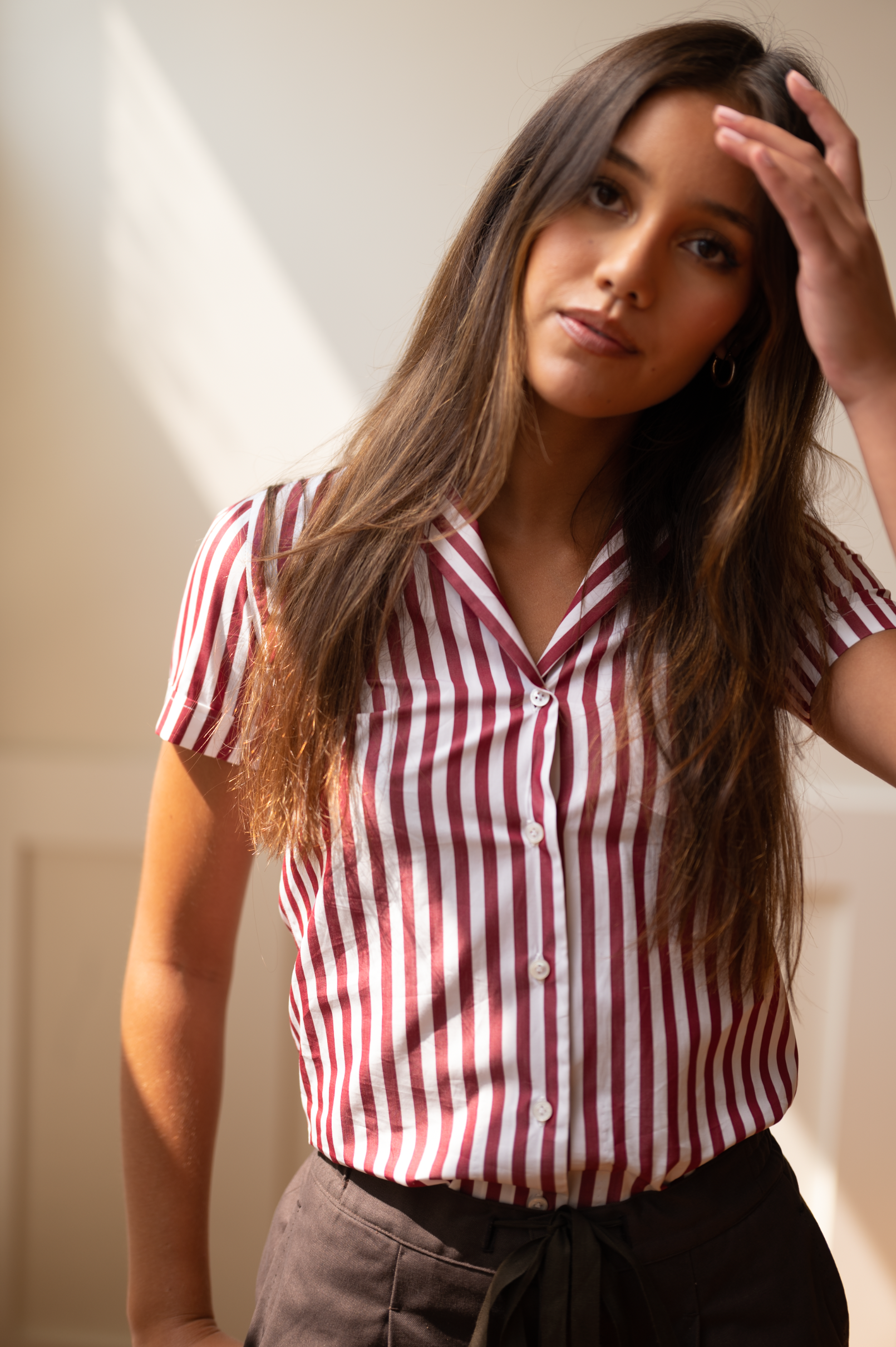 Womens Cotton Poplin Striped Shirt
