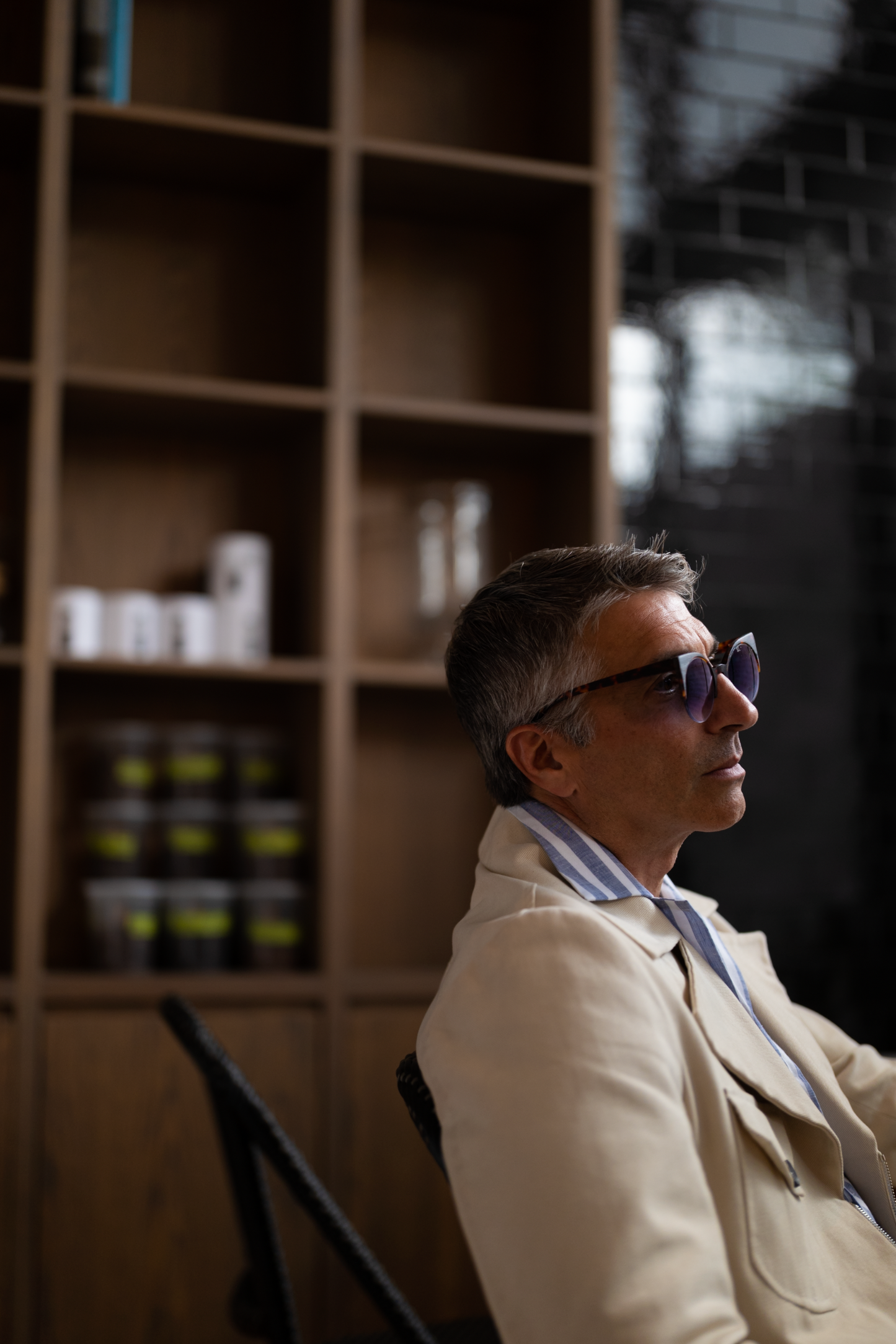 Man Wearing Tailored Cotton Twill Safari Jacket