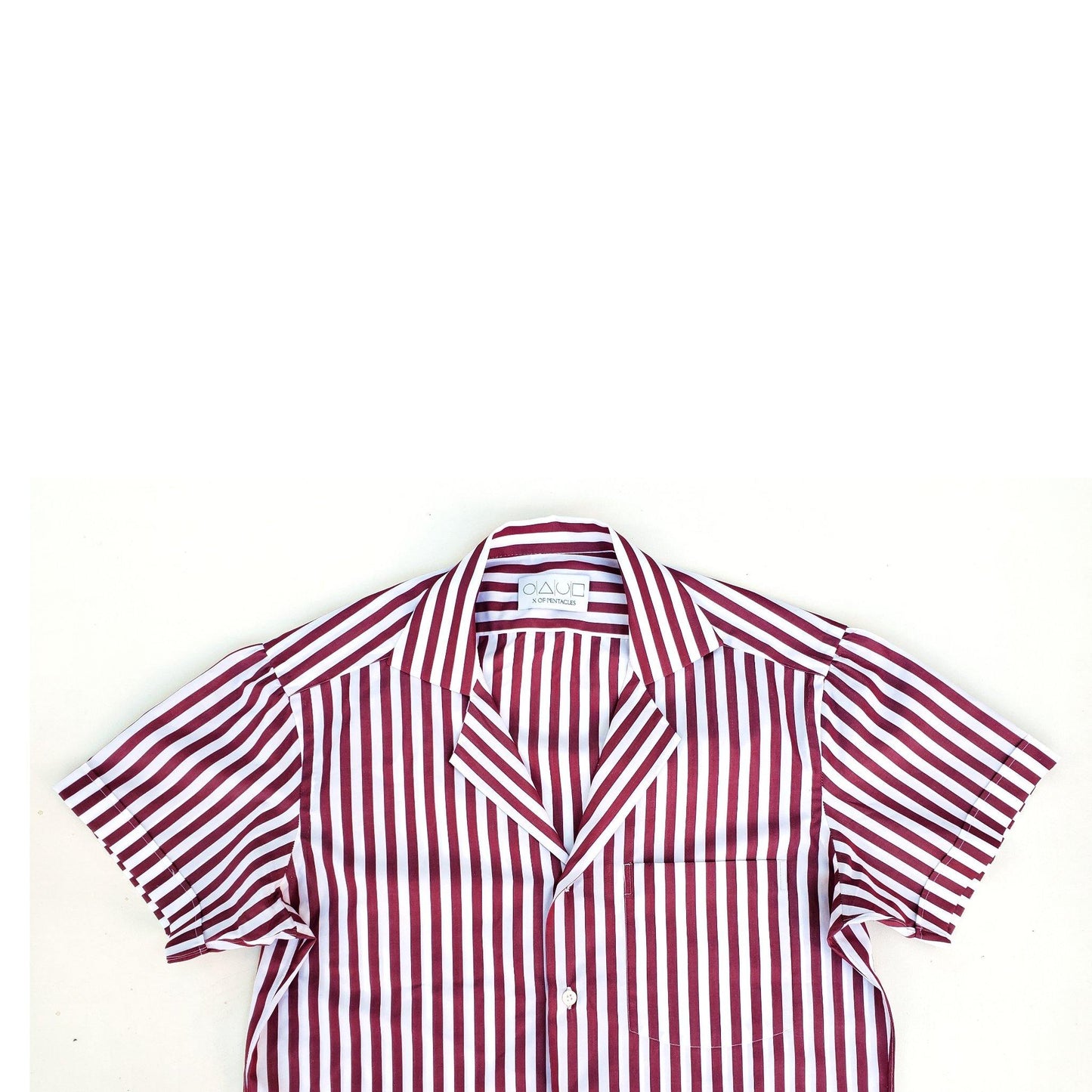 X of Pentacles Striped Cotton Capri Collar Shirt