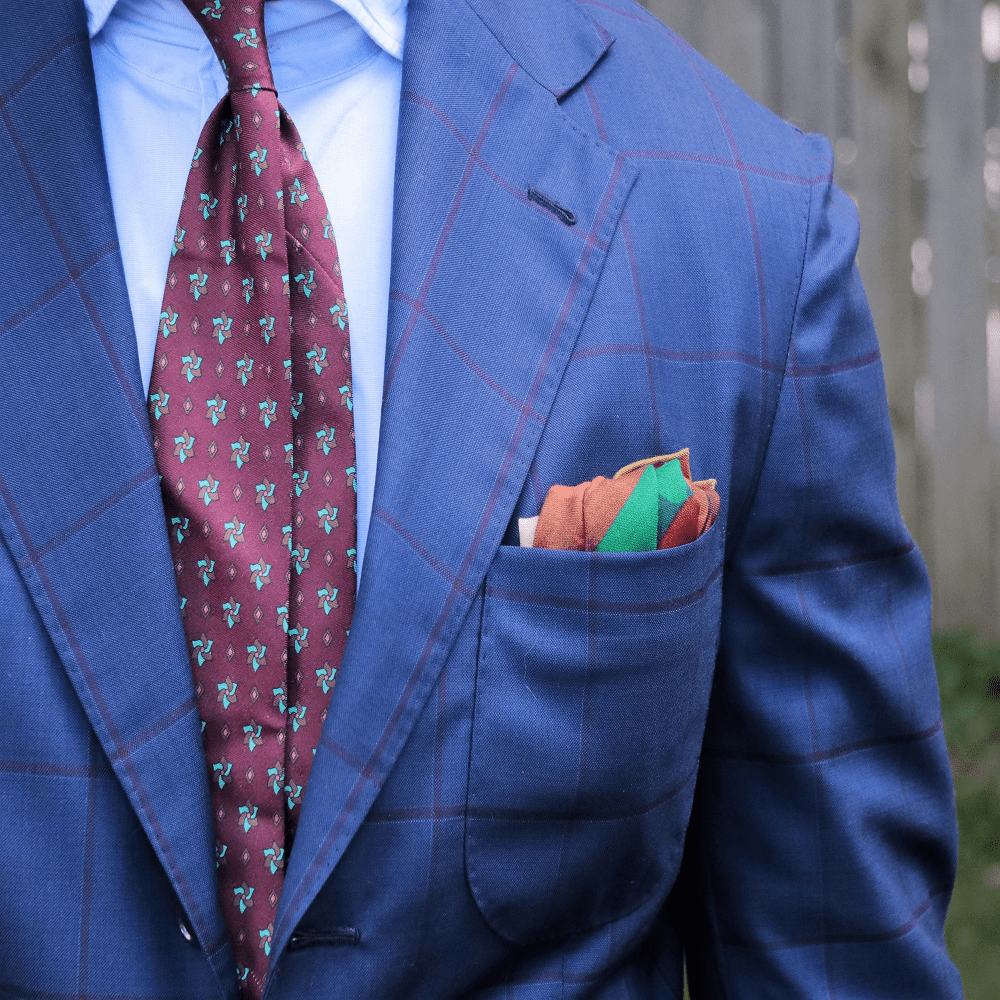 Hand Rolled Suit Pocket Square - Cayenne Red - X Of Pentacles