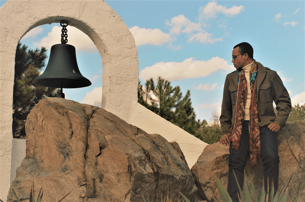 Man with Western Navajo Print - Square Silk Scarf - X Of Pentacles