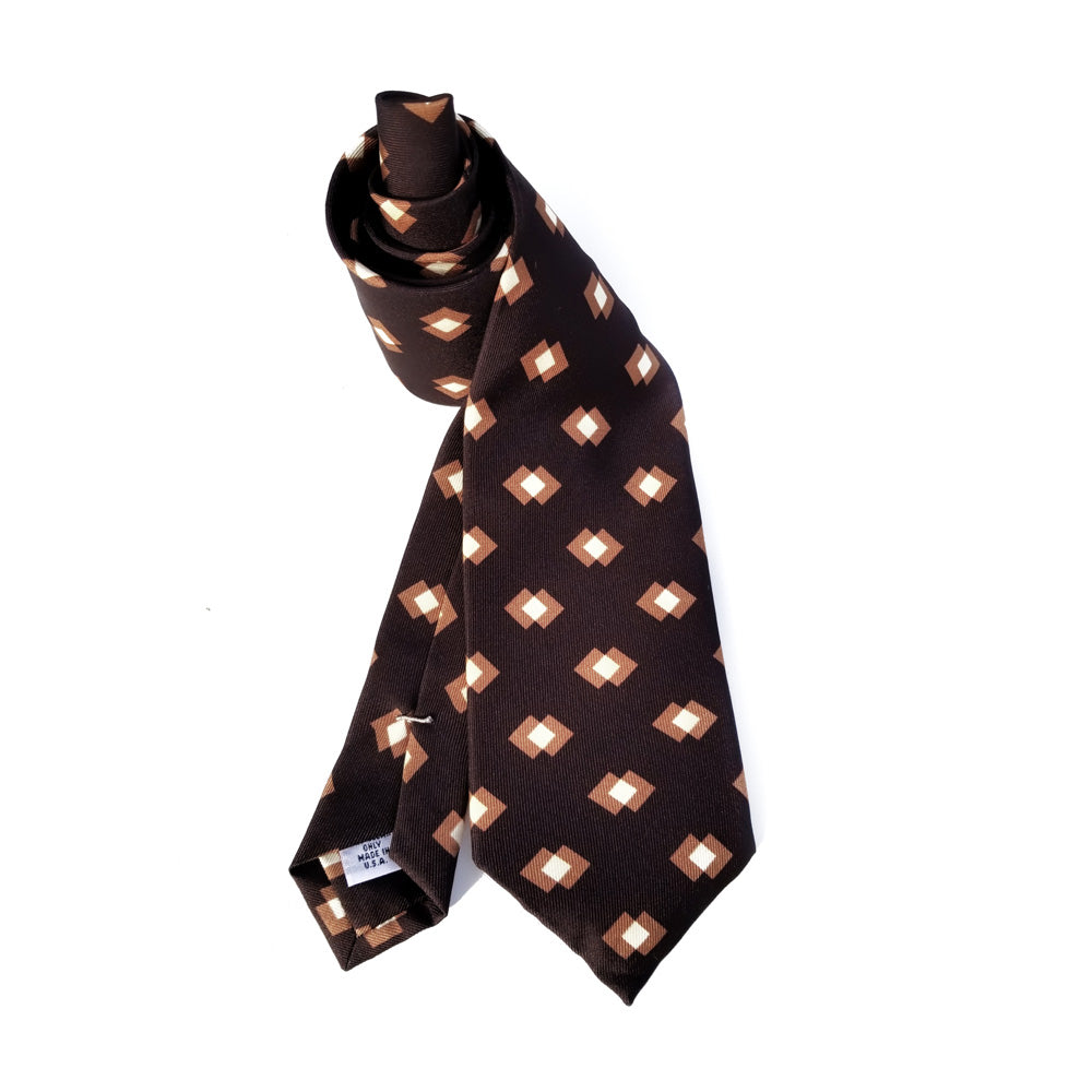 Chocolate Brown Silk Tie - Retro Tie - X Of Pentacles